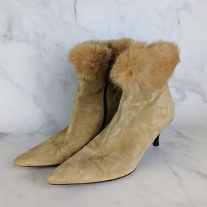Vintage Donald J. Pliner Suede Fur Pointed Toy Booties Size 6